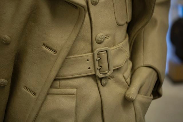 detail of clay sculpture in production