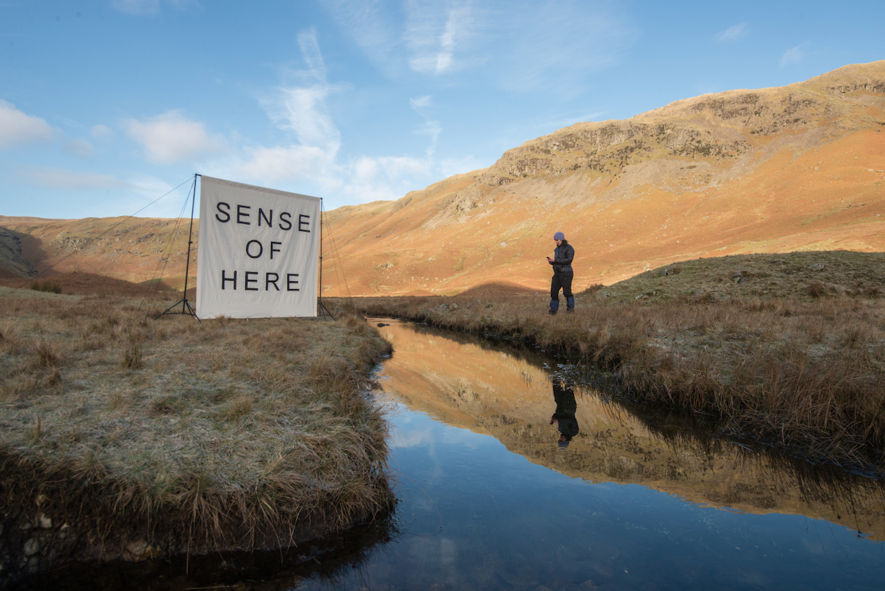 Sense of Here Text in Lake District landscape
