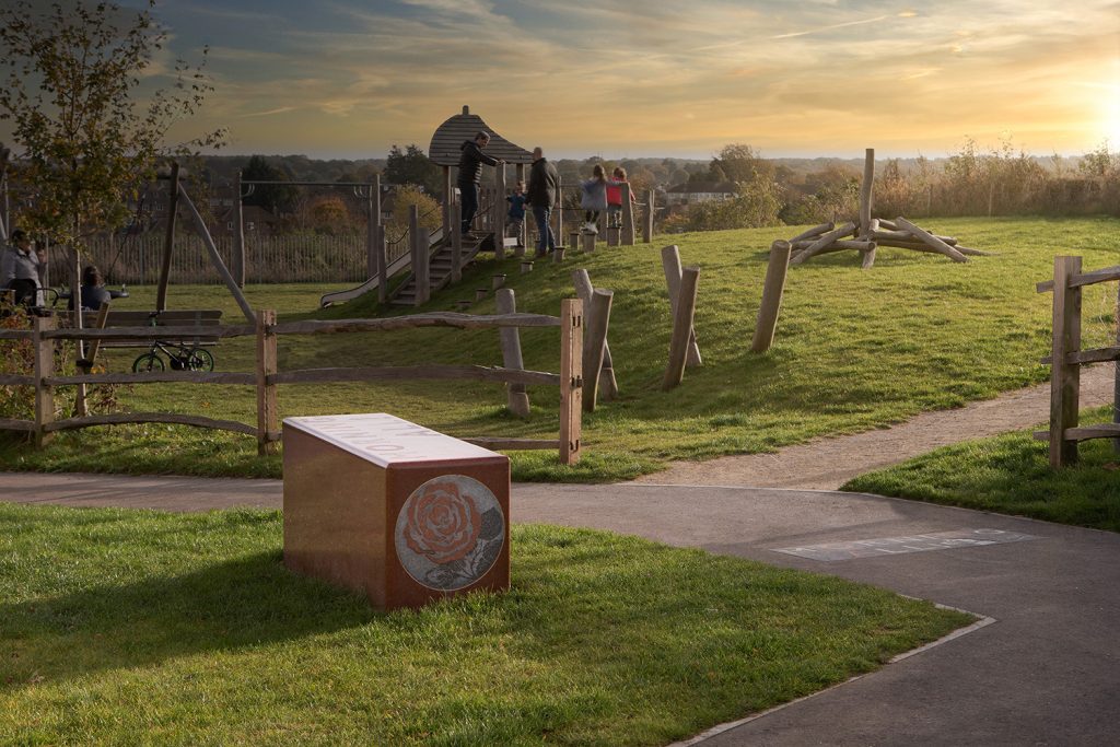image of memorial seat in location
